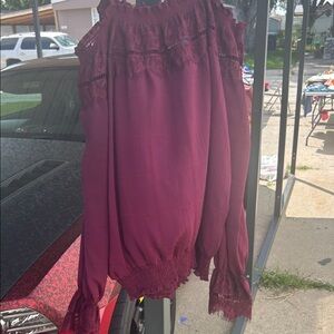 A. Byer Burgundy Lace Women's Blouse